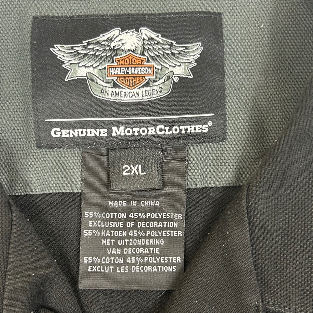 Harley-Davidson Mens 2XL Black Grey Embroidered Logo Garage Button Up Shirt 1134 - Picture 3 of 6